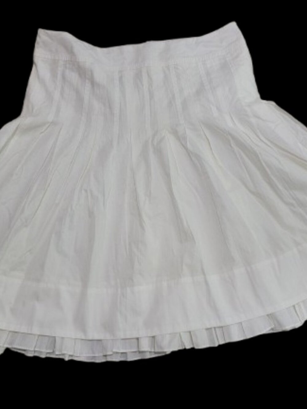 Akris Punto White Cotton Pleated Full A-Line Skirt Size 12 Lined